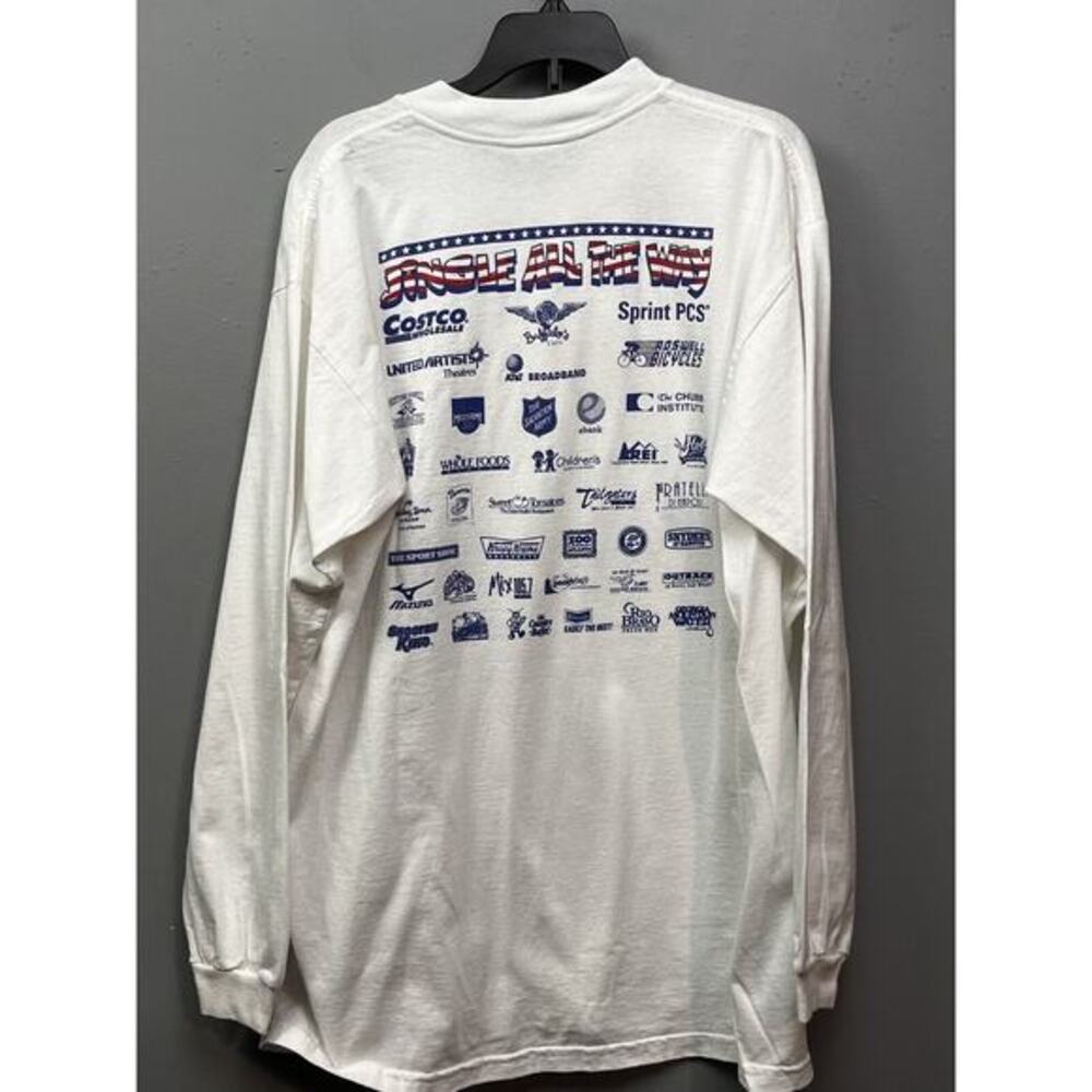 Vintage‎ 2001 Jingle Bell Jog T-Shirt Mens Medium Atlanta White Runner Santa - Picture 2 of 9